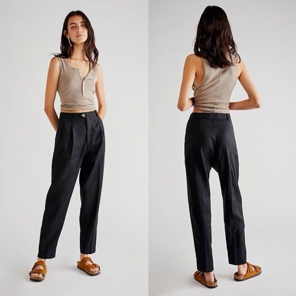 Closed Arlo Linen Blend Trouser High Rise Ankle Pants in Black Size 33